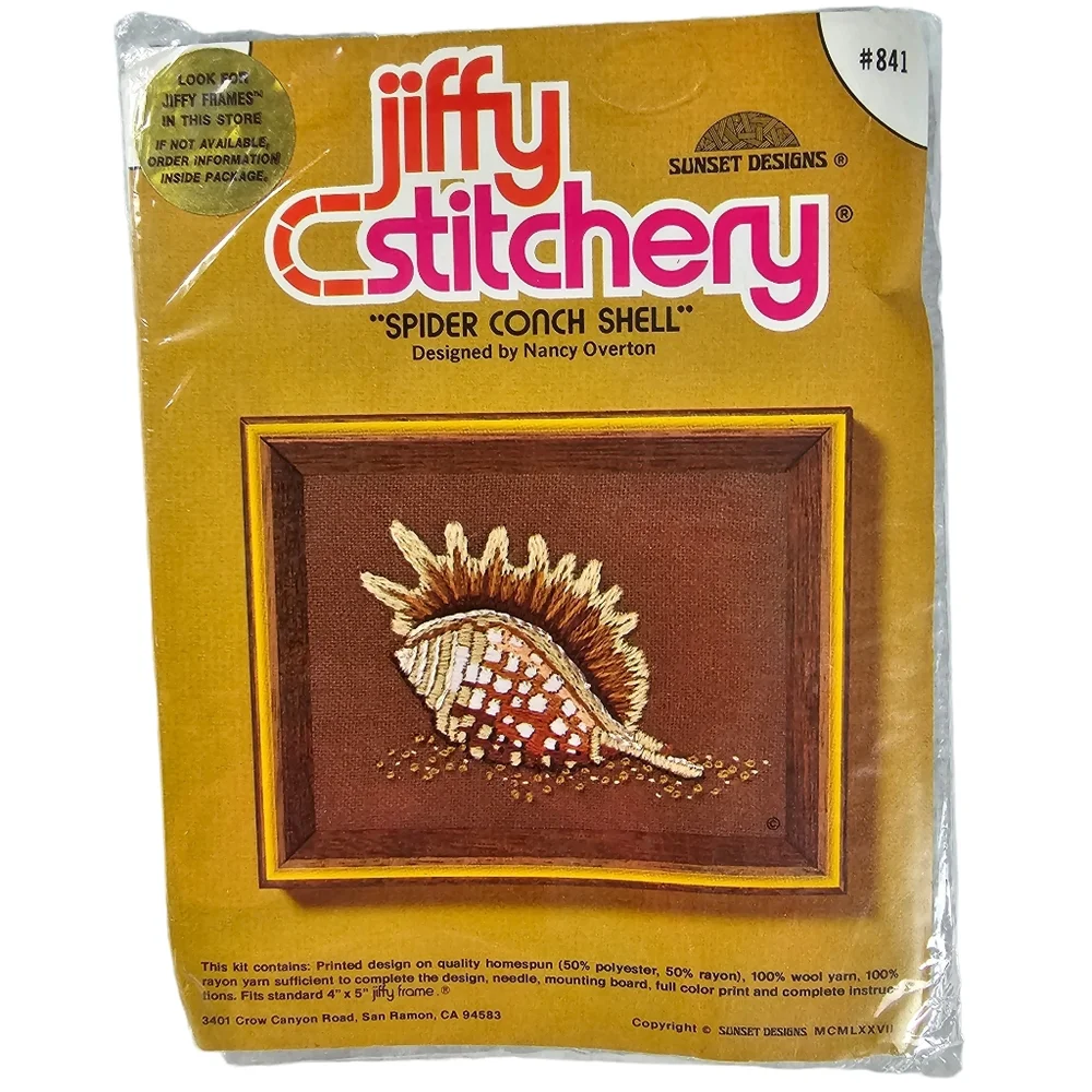 Jiffy Stitchery Needlepoint Embroidery Kit Lot of 3 Vintage Vase and Shell NWT